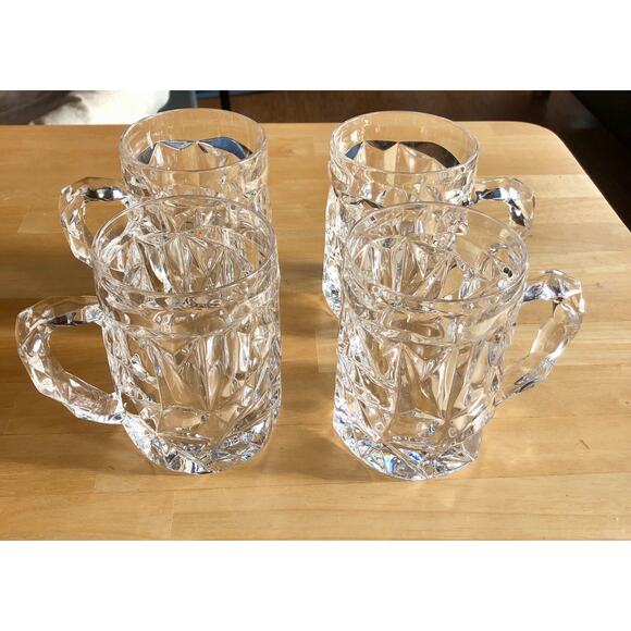 Tiffany & Co Crystal Rock Cut Beer Mugs New Corp Gift Lot Bundle 4 Vintage - Picture 1 of 15